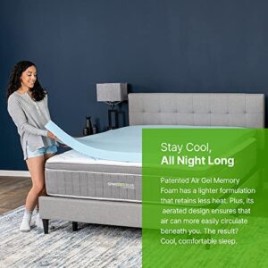 Nature’s Sleep by GhostBed - AirCool IQ 3 Inch Thick Density Gel Memory Foam Mattress Topper with Fitted Cover and 18 Inch Skirt - King