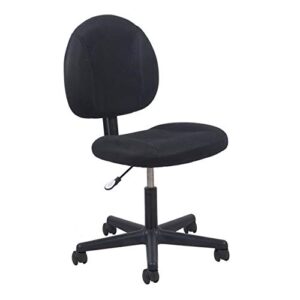 ofm ess collection upholstered armless swivel task chair, 22.75in. d x 24.50in. w x 34in. - 39in. h, black