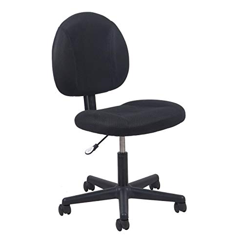 OFM ESS Collection Upholstered Armless Swivel Task Chair, 22.75in. D x 24.50in. W x 34in. - 39in. H, Black