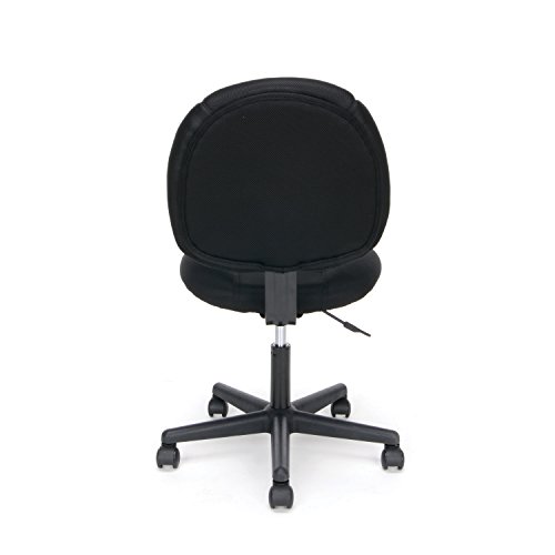 OFM ESS Collection Upholstered Armless Swivel Task Chair, 22.75in. D x 24.50in. W x 34in. - 39in. H, Black