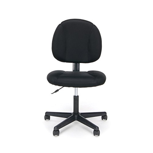 OFM ESS Collection Upholstered Armless Swivel Task Chair, 22.75in. D x 24.50in. W x 34in. - 39in. H, Black