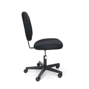 OFM ESS Collection Upholstered Armless Swivel Task Chair, 22.75in. D x 24.50in. W x 34in. - 39in. H, Black