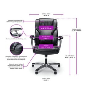 Essentials High-Back Leather Executive Office/Computer Chair with Arms - Ergonomic Swivel Chair (ESS-6030-BRN)