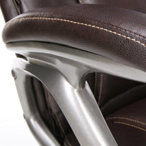 Essentials High-Back Leather Executive Office/Computer Chair with Arms - Ergonomic Swivel Chair (ESS-6030-BRN)