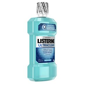 Listerine Ultraclean Oral Care Antiseptic Mouthwash, Everfresh Technology to Help Fight Bad Breath, Gingivitis, Plaque & Tartar, ADA-Accepted Tartar Control Oral Rinse, Arctic Mint, 1 L