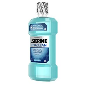 Listerine Ultraclean Oral Care Antiseptic Mouthwash, Everfresh Technology to Help Fight Bad Breath, Gingivitis, Plaque & Tartar, ADA-Accepted Tartar Control Oral Rinse, Arctic Mint, 1 L