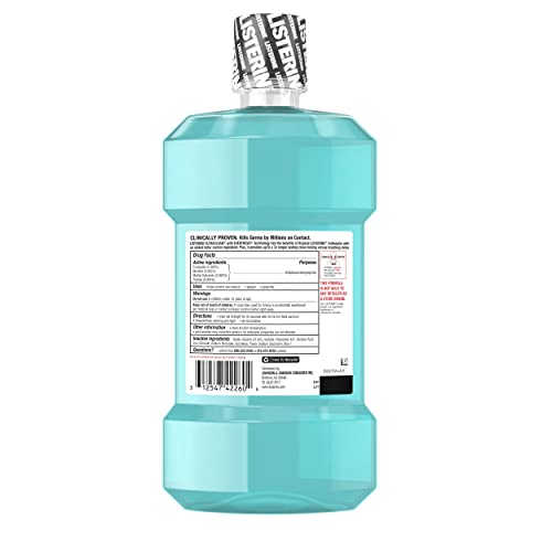 Listerine Ultraclean Oral Care Antiseptic Mouthwash, Everfresh Technology to Help Fight Bad Breath, Gingivitis, Plaque & Tartar, ADA-Accepted Tartar Control Oral Rinse, Arctic Mint, 1 L