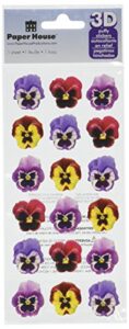 paper house productions stp-0058e pansies stickers, puffy (3-pack)