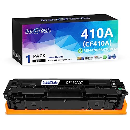 INK E-SALE Remanufactured Toner Replacement for HP 410A 410X CF410A Toner Cartridge Black Ink for HP Color Pro MFP M477fnw M477fdw M477fdn M452dn M452dw M452nw M377dw Printer, 1 Pack Black