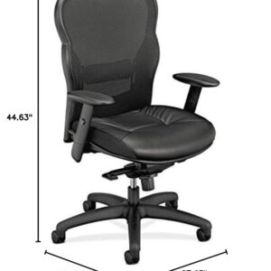 HON basyx VL701SB11 High-Back Swivel/Tilt Work Chair Mesh/Leather, Black