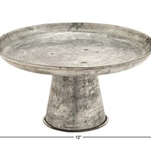 Deco 79 Metal Galvanized Cake Stand, 12" x 12" x 7", Gray