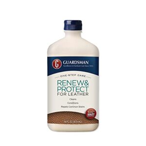 guardsman renew & protect for leather 16 oz - cleans, conditions & protects in one step - great for leather furniture & car interiors - 471300