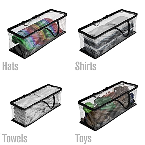 Houseables Baseball Cap Storage Bag, Hat Organizer Case, 23" x 6" x 8", Clear Plastic, Caps Holder, Moisture & Dust Proof, Black Handles, Box w/Zipper Closure, Stores & Racks 22 Hats, Dirt Protection