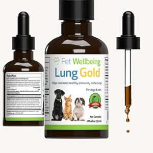 pet wellbeing lung gold for dogs - vet-formulated - lung & respiratory immune support, open airways, easy breathing - natural herbal supplement 2 oz (59 ml)
