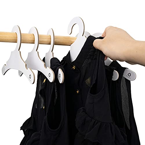 36 Pack Koobay 9" White Recyclable Paper/Cardboard Hangers - Perfect for Baby Clothes Storage & Display. Sustainable & Durable