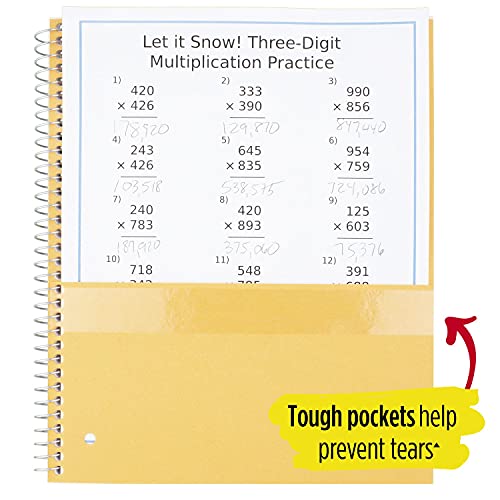 Five Star Spiral Notebooks, 3 Subject, College Ruled Paper, 150 Sheets, 11" x 8-1/2", Gray, Lime, 2 Pack (38819)