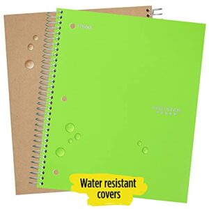 Five Star Spiral Notebooks, 3 Subject, College Ruled Paper, 150 Sheets, 11" x 8-1/2", Gray, Lime, 2 Pack (38819)
