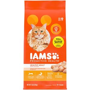 iams proactive health adult healthy dry cat food with chicken cat kibble, 7 lb. bag