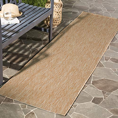 SAFAVIEH Courtyard Collection 2'3' x 8' Brown / Brown CY8522 Indoor/ Outdoor Patio Backyard Mudroom Runner Rug