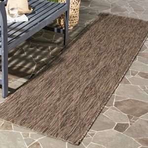 SAFAVIEH Courtyard Collection 2'3' x 8' Brown / Brown CY8522 Indoor/ Outdoor Patio Backyard Mudroom Runner Rug