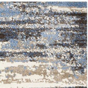 SAFAVIEH Retro Collection Runner Rug - 2'3" x 7', Cream & Blue, Modern Abstract Design, Non-Shedding & Easy Care, Ideal for High Traffic Areas in Living Room, Bedroom (RET2138-1165)