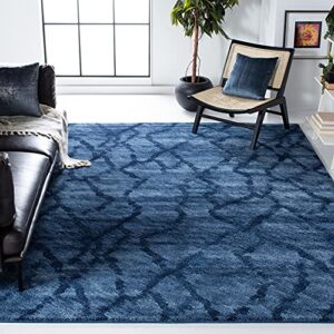 safavieh retro collection area rug - 10' x 14', blue & dark blue, modern abstract design, non-shedding & easy care, ideal for high traffic areas in living room, bedroom (ret2144-6570)