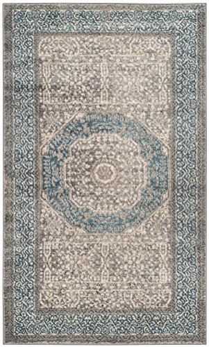 SAFAVIEH Sofia Collection 2'6" x 4' Light Grey/Blue SOF365A Vintage Oriental Distressed Non-Shedding Living Room Bedroom Accent Rug