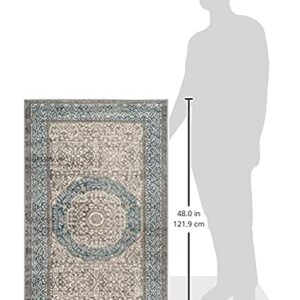 SAFAVIEH Sofia Collection 2'6" x 4' Light Grey/Blue SOF365A Vintage Oriental Distressed Non-Shedding Living Room Bedroom Accent Rug