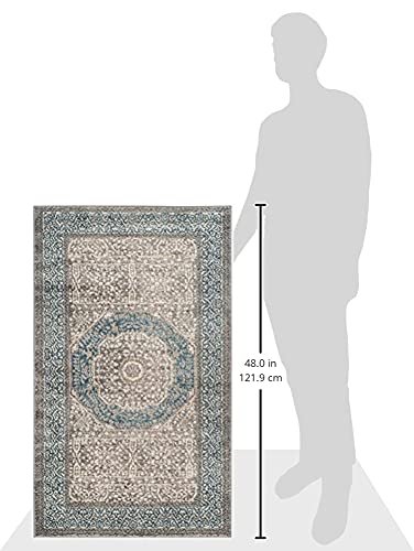 SAFAVIEH Sofia Collection 2'6" x 4' Light Grey/Blue SOF365A Vintage Oriental Distressed Non-Shedding Living Room Bedroom Accent Rug