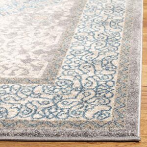 SAFAVIEH Sofia Collection 6'7" Square Light Grey/Blue SOF365A Vintage Oriental Distressed Non-Shedding Living Room Bedroom Dining Home Office Area Rug