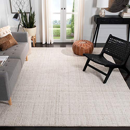 SAFAVIEH Abstract Collection Area Rug - 6' x 9', Ivory & Beige, Handmade Wool & Viscose, Ideal for High Traffic Areas in Living Room, Bedroom (ABT141D)