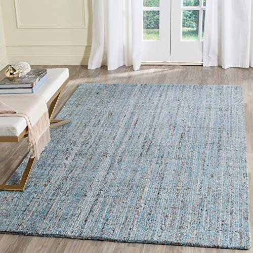 SAFAVIEH Abstract Collection Area Rug - 6' x 9', Ivory & Beige, Handmade Wool & Viscose, Ideal for High Traffic Areas in Living Room, Bedroom (ABT141D)