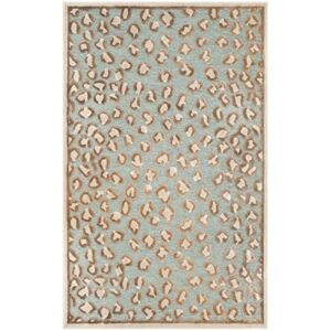 safavieh paradise collection area rug - 5'3" x 7'6", stone & aqua, animal print viscose design, ideal for high traffic areas in living room, bedroom (par84-3470)