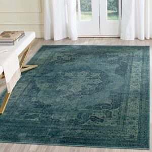 safavieh vintage collection area rug - 8' x 10', blue & multi, oriental traditional distressed viscose design, ideal for high traffic areas in living room, bedroom (vtg158-2220)
