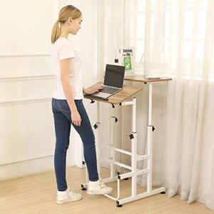 SDADI 2 Inches Carpet Wheels Mobile Standing Desk Stand Up Desk Height Adjustable Home Office Desk with Standing and Seating 2 Modes 3.0 Edition, Light Grain S001WFLT