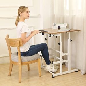 SDADI 2 Inches Carpet Wheels Mobile Standing Desk Stand Up Desk Height Adjustable Home Office Desk with Standing and Seating 2 Modes 3.0 Edition, Light Grain S001WFLT