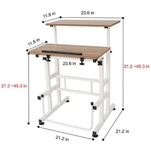 SDADI 2 Inches Carpet Wheels Mobile Standing Desk Stand Up Desk Height Adjustable Home Office Desk with Standing and Seating 2 Modes 3.0 Edition, Light Grain S001WFLT