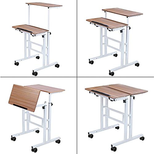 SDADI 2 Inches Carpet Wheels Mobile Standing Desk Stand Up Desk Height Adjustable Home Office Desk with Standing and Seating 2 Modes 3.0 Edition, Dark Grain S001WFDT