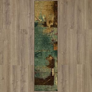 Mohawk Home Aqua Strata Fusion Abstract Area Rug (2'x8')