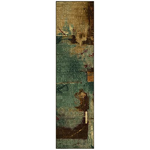 Mohawk Home Aqua Strata Fusion Abstract Area Rug (2'x8')