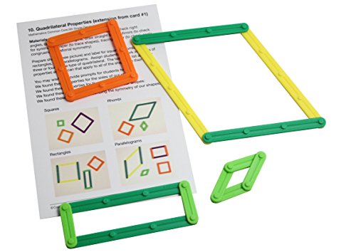 Curious Minds Busy Bags Geometry Snap Together Sticks with Compass and Activity Guides - Common Core Math Manipulative - Hands on Learning Math for Elementary Students