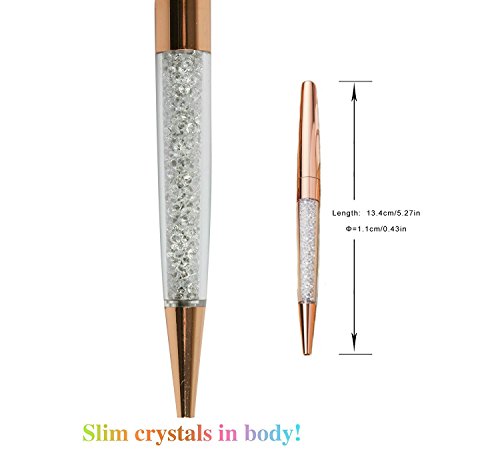 MengRan Rose Gold Pen Diamond Crystal Ballpoint Pens (Pack of 12)(rose gold)