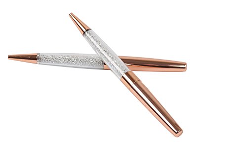 MengRan Rose Gold Pen Diamond Crystal Ballpoint Pens (Pack of 12)(rose gold)