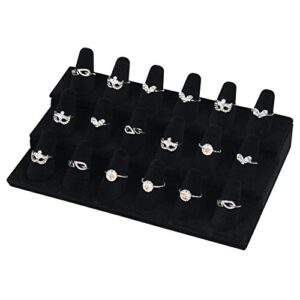 bocar black velvet finger ring display showcase organizer holder jewelry storage counter (18jzz)
