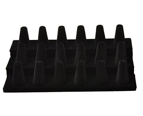 Bocar Black Velvet Finger Ring Display Showcase Organizer Holder Jewelry Storage Counter (18JZZ)