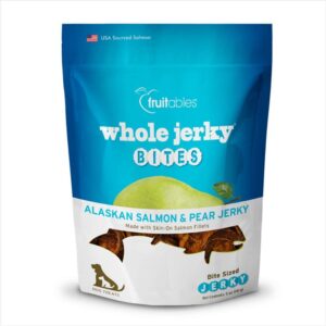 fruitables healthy dog treats – whole jerky bites for dogs – alaskan salmon & pear flavored – 5 ounces