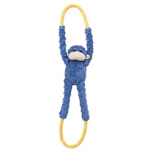 zippypaws - ropetugz blue monkey dog toy - durable rope, squeaky chew toy, perfect for tug of war, suitable for small, medium, and large breeds - machine washable