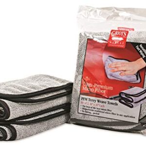 Griot's Garage 55586 PFM Terry Weave Towel, 16" x 16", Grey (Set of 2)