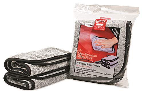 Griot's Garage 55586 PFM Terry Weave Towel, 16" x 16", Grey (Set of 2)