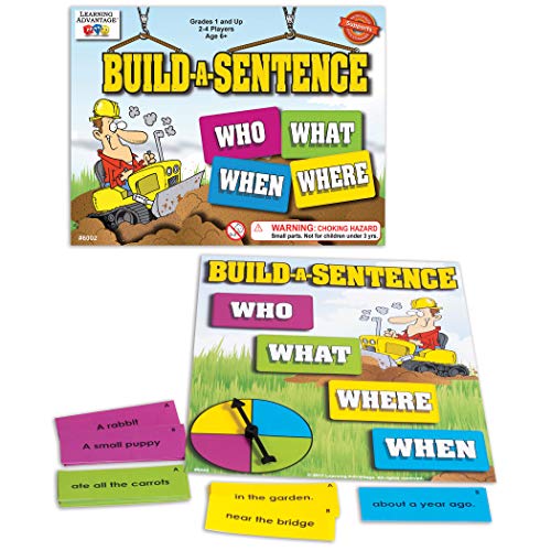 LEARNING ADVANTAGE-6002 Build-A-Sentence - Learning Games for Kids - Sentence Building and Literacy Game - Homeschool Supplies